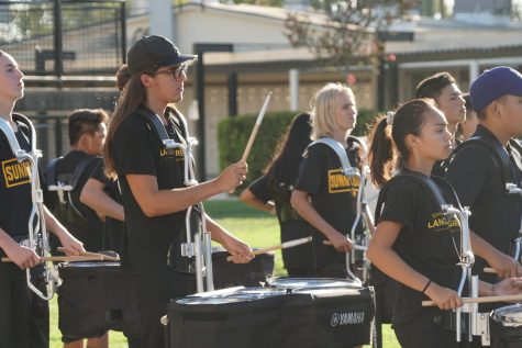 Like last year's drum line presentation in the quad during Back-to-School Night, this section of the Lancer Regiment will perform again Aug. 27 in the quad before parents visit their children's teachers. (Accolade File Photo)