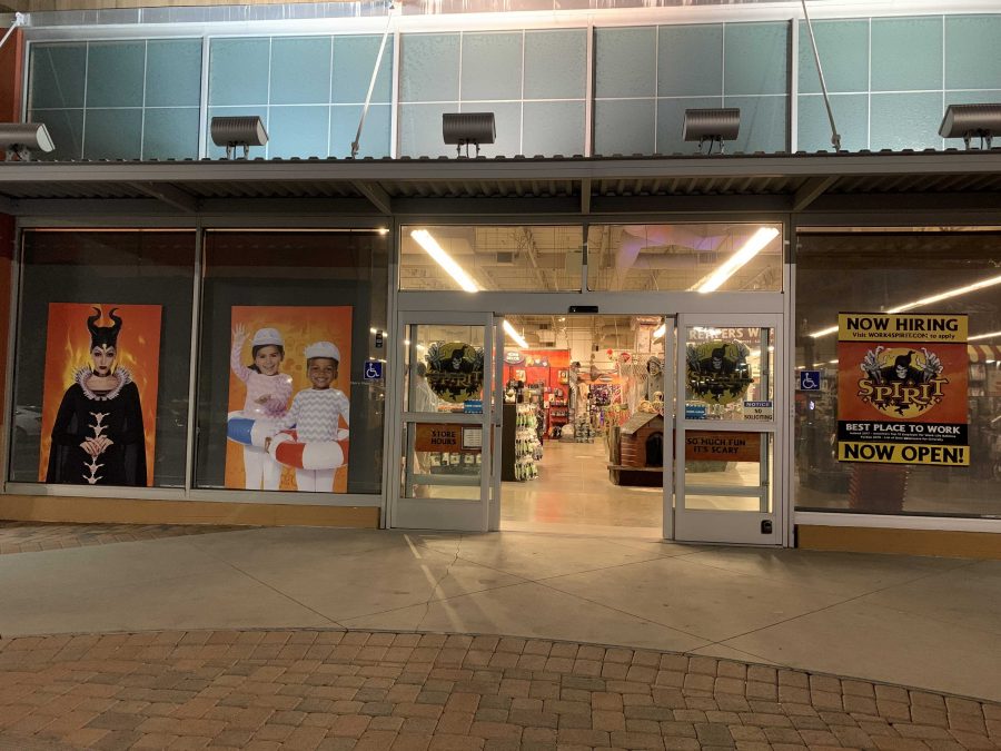 The entrance to Spirit Halloween in the Amerige Heights Town Center has costume selection decals on the windows. (Photos taken by Accolade photo editor Megan Shin)