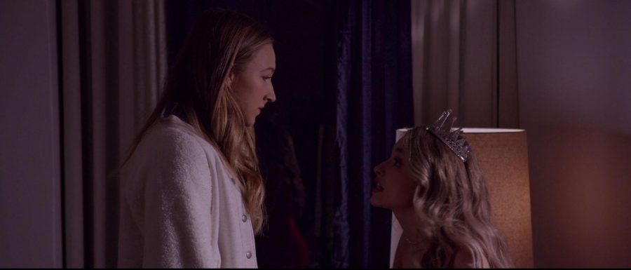 Ava+Michelle+%28left%29+plays+a+teen+girl+who+struggles+with+her+height+and+comparisons+to+her+older%2C+shorter+pageant+queen+sister+played+by+Sabrina+Carpenter+in+Tall+Girl.+Image+posted+with+permission+from+Netflix