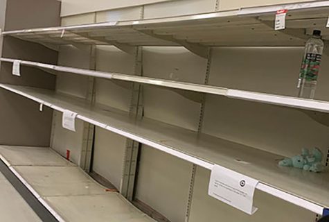 While on an errand to buy cat food and a lock at Fullerton's Amerige Heights Town Center Target, Accolade co-sports editor Annie Bang and her mother noticed on March 15 several empty shelves that used to contain water bottles, canned goods and other snacks. Photo taken by Accolade co-sports editor Annie Bang.