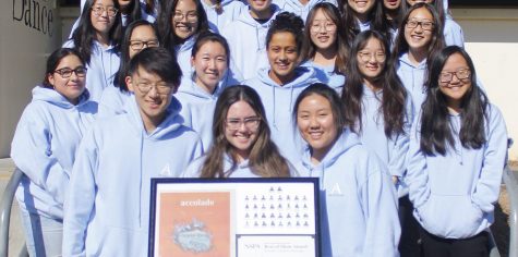 The 2019-2020 Accolade staff with its sixth-place Best of Show award for its first issue of the year titled,
