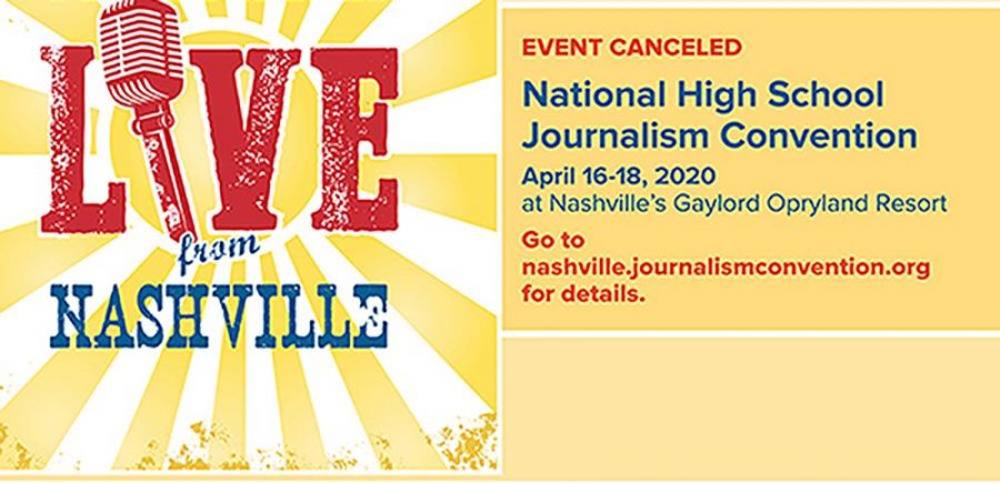Upon sending out emails to journalism advisers the morning of March 17, the National Scholastic Press Association uploaded this image on its spring convention page further notifying visitors to the website of the events cancellation. Sunny Hills yearbook adviser Lindsay Safe was among those who had registered to attend the venue. Image posted with permission from Ron Johnson.