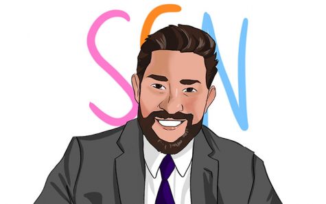 An artist’s rendering of actor John Krasinski in his new YouTube series, “Some Good News.” Art by graphics editor Erin Lee.