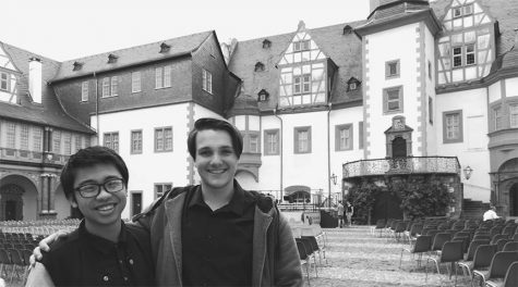 Then junior Jason Liang (left) stands with his host, Sidney Zumkier, at the Bohemian Rhapsody concert when he traveled to Germany for The Friendship Connection's student exchange program in the summer of 2018. This summer's event got nixed in early March because of the worldwide spread of COVID-19. Accolade File Photo