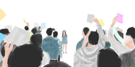 An artist’s rendering of a key scene from Wong Fu Productions’ short video parody titled, “To All the Kevins.” Art illustrated by assistant graphics editor Karen Lee
