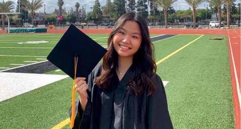 Senior Sunghee Lee celebrates her high school graduation as one of the 12 valedictorians at the Buena Park High School stadium on May 14. Image posted with permission from Sunghee Lee.