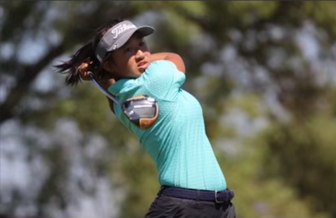 Freshman Yurang Li swings her club during the AJGA Junior All-Star at Morongo tournament in Beaumont in July 20-23. She would finish tied for second.