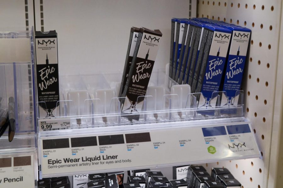 Popular, affordable makeup products, like this Epic Wear Liquid Liner, are in
short supply at the Target located in Amerige Heights Town Center.