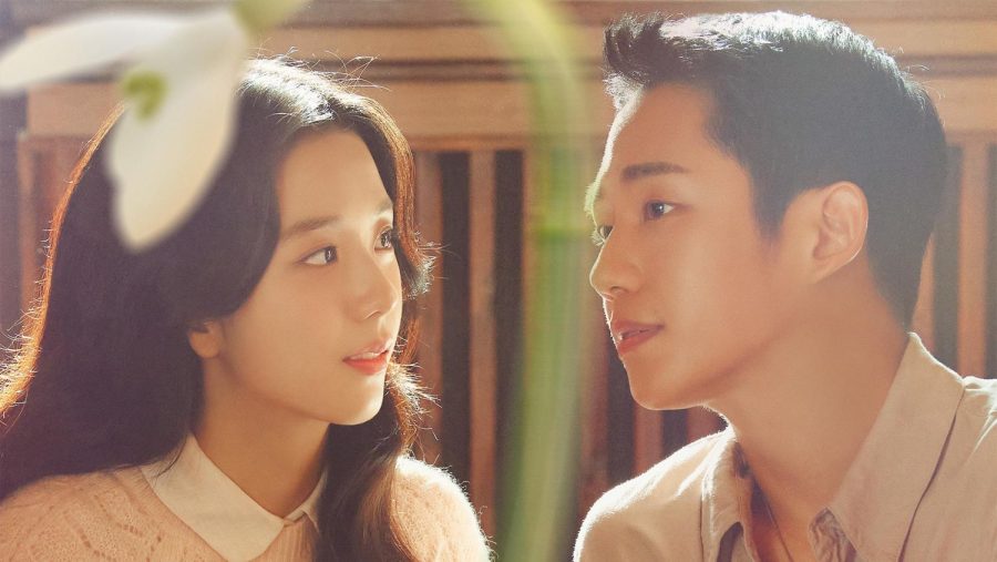 Actor+Ji-soo+Kim+from+the+K-pop+all-girls+band%2C+Blackpink+%28left%29%2C+glances+at+Jung+Hae-in%2C+who+plays+the+character+of+a+North+Korean+spy+named+Lim+Su-ho+in+Disney%2Bs+Snowdrop.+The+episodic+series+was+DIsney%2Bs+first+Korean+drama+to+be+released+on+its+streaming+platform+earlier+this+year+and+exemplifies+the+South+Korean+approach+to+addressing+relationships+known+as+mildang.