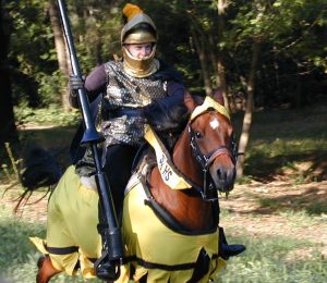 Winston Creel, a father of triplet daughters who attended Sunny Hills in the mid-1980s, rides his horse as the school mascot known as Winston the Lancer. The mascot would show up at Sunny Hills home football games until the horse died before the start of the 2016-2017 football season.