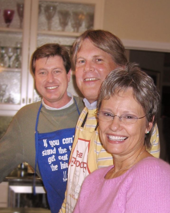 Bradburn (left), Debacker and Creel get together in Creel’s Fullerton home to prepare an Italian meal for students about to go on a European trip with them in the summer of 2006.
