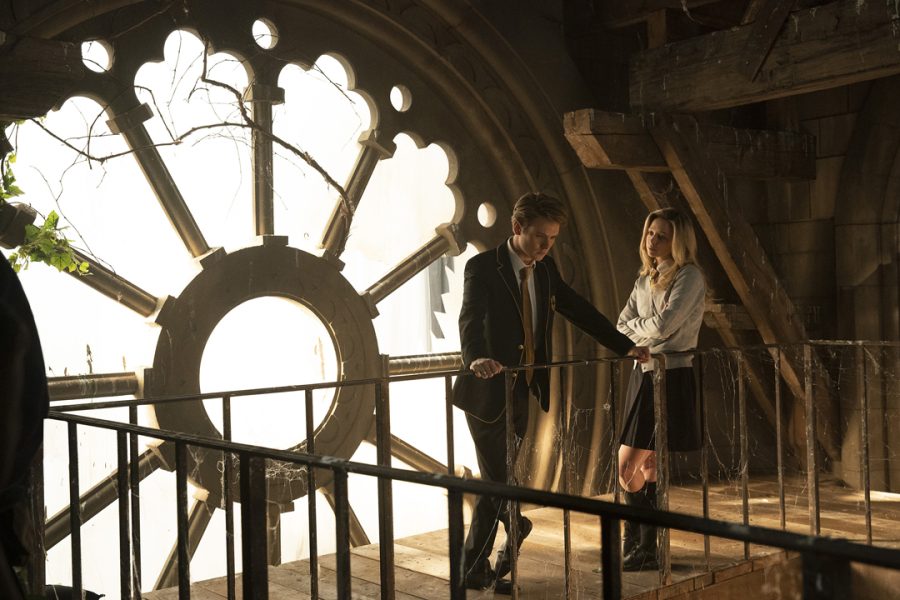 In the pilot episode of Gotham Knights, Turner Hayes (actor Oscar Morgan), the adopted son of Bruce Wayne, finds an abandoned spot at his private school to meet with his friend, Stephanie Brown (actress Anna Lore).