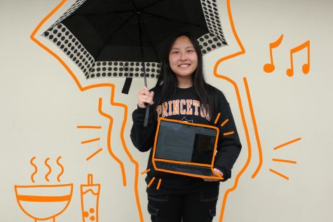 Senior Lauren Pak displays the code she wrote for her self-made Asian Americans and Pacific Islanders [AAPI] Alliance website that emphasizes the Stop AAPI Hate movement, unites online users of the race and promotes the groups’ businesses. Starting to attend Princeton University this fall, Pak said she will miss the California weather the most. (Illustrations by DaHee Kim)
