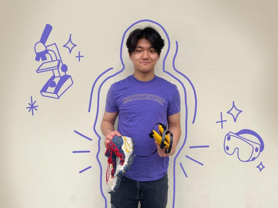 Senior+Jeremy+Lee+stands+with+his+equipment+for+wrestling%2C+one+of+his+most+meaningful+extracurricular+activities.+He+plans+to+attend+Northwestern+University%2C+majoring+in+biomedical+engineering.+%28Illustrations+by+DaHee+Kim%29