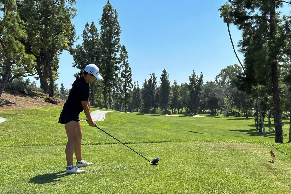 Senior+Lauren+Lee+gets+ready+to+tee+off+on+the+first+hole+at+Candlewood+Country+Club+in+Whittier+against+Cerritos+High+School+Thursday%2C+Aug.+31.+The+Lady+Lancers+%281-1+at+the+time%29+defeated+the+Dons+191-225+in+their+third+non-league+match.