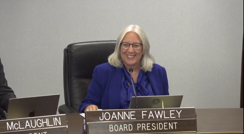 Trustee+Joanne+Fawley%2C+who+represents+the+Sunny+Hills+community%2C+makes+a+comment+about+the+internet+difficulties+that+she+and+her+fellow+board+members+faced+during+the+Tuesday%2C+Nov.+14%2C+meeting+at+the+district+office.+Those+attending+the+meeting+had+to+rely+on+their+own+smart+devices+to+access+the+internet.+%28Source%3A+A+screenshot+from+the+Tuesday%2C+Nov.+14%2C+Fullerton+Joint+Union+High+School+District+board+meeting%29