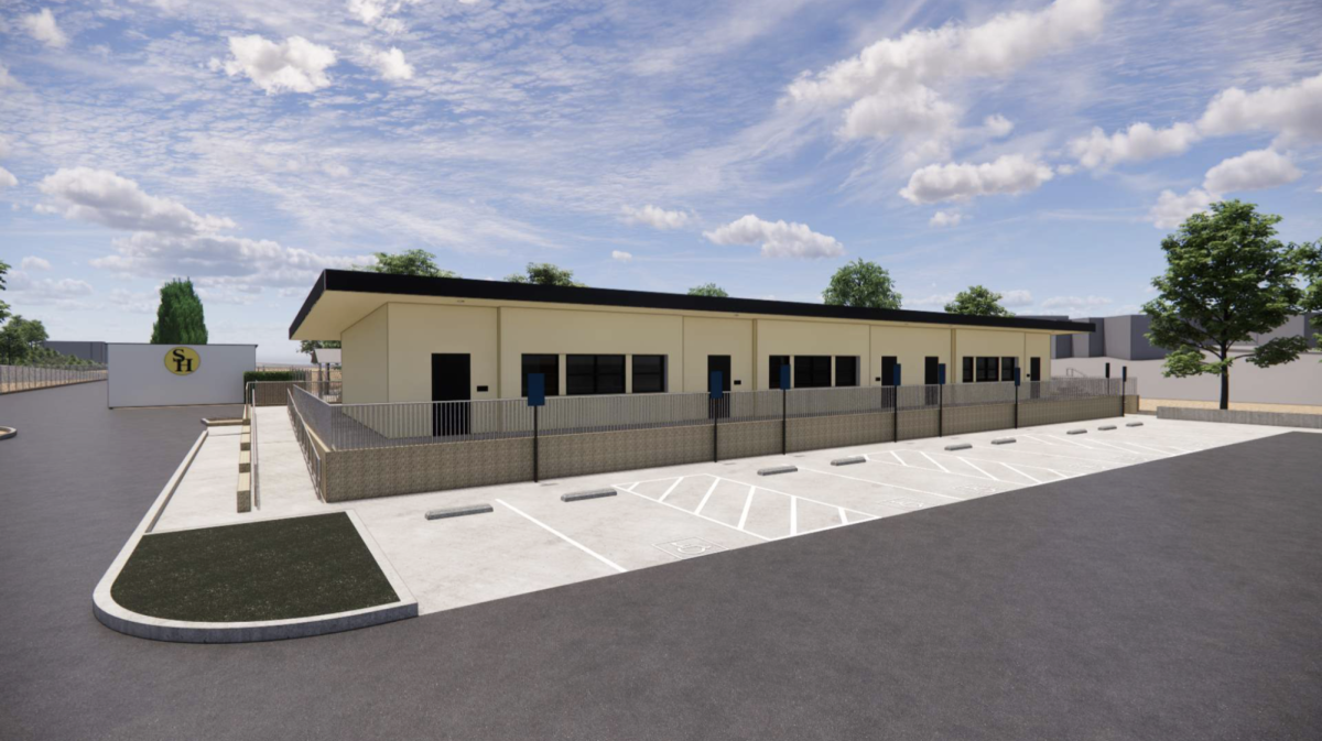 A rendering of the completed ag building. Once finished in the summer, the nearly $3.8 million three-classroom structure will replace the portable classrooms there. 