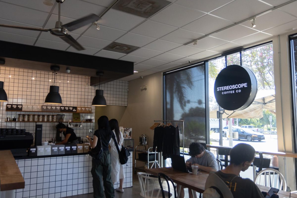 Two customers place their orders inside Stereoscope Coffee at 4542 Beach Blvd. on Thursday, Sept. 5.