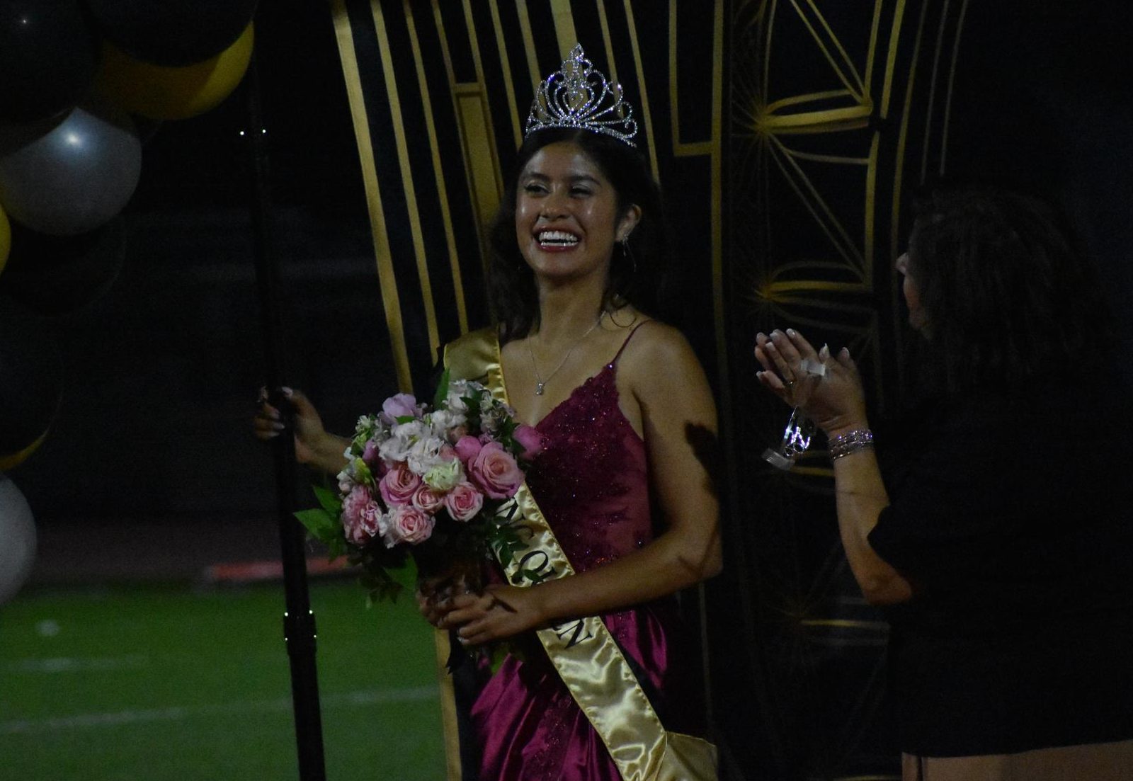 Then-senior Katie Ortega wins the 2023 homecoming queen title as announced during halftime of the football game on Sept. 29, 2023.  