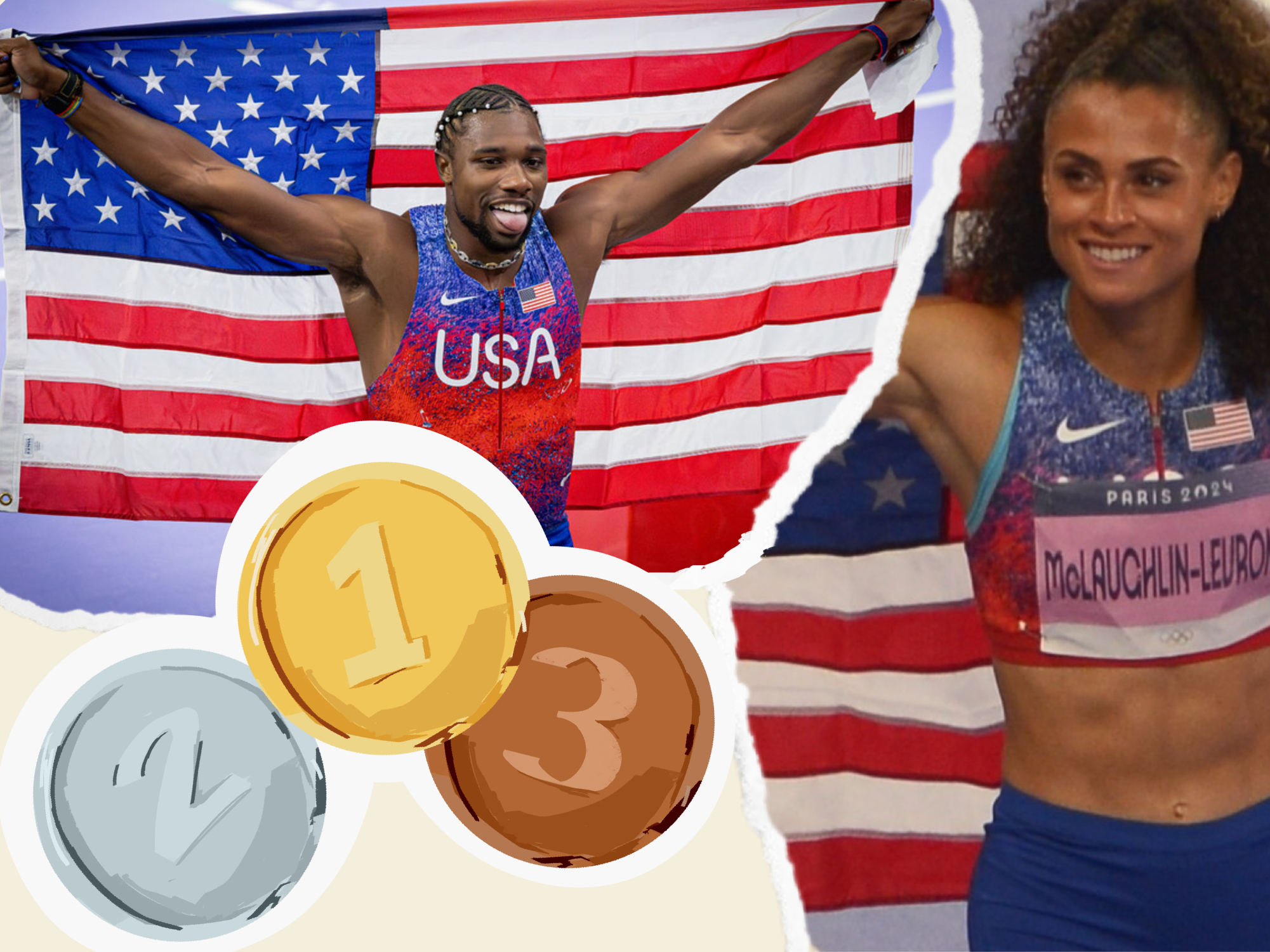 Team USA delivers gold medals during the 2024 Paris Olympics, ending Sunday, Aug. 11. Noah Lyles and Sydney McLaughlin-Levrone help bring home wins with their performances in the 100-meter and 400-meter hurdles, respectively. (“Sydney McLaughlin-Levrone (USA) 2024” by Citizen59 is made available under the Creative Commons CC0 1.0 Universal Public Domain Dedication. “Noah Lyles - TeamUSA - Men's 100m GOLD at Paris” by Andy Miah is licensed under CC BY-NC 2.0.)