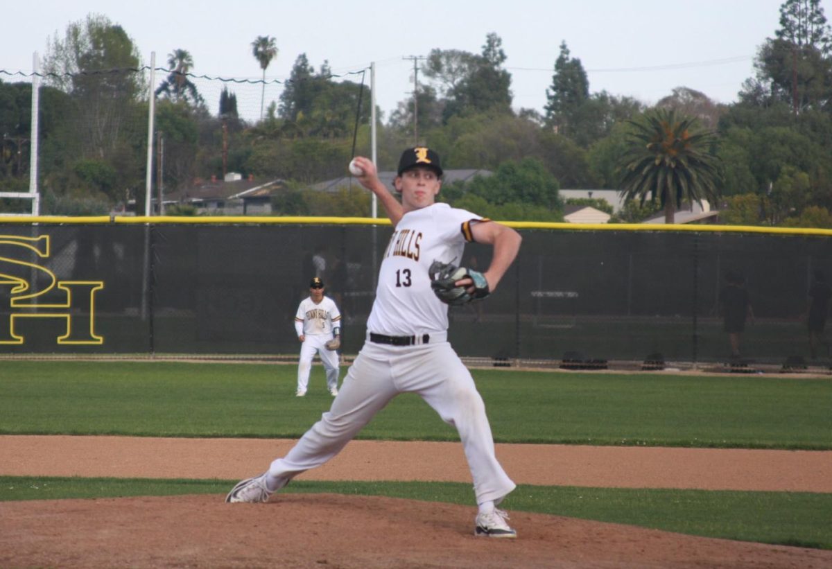 Junior Dylan Erickson tries to strike out a batter of the Monday, March 10, league opener at home against Sonora. Erickson gave up three runs in the first inning, forcing the Lancers to play catchup in a 5-3 loss.