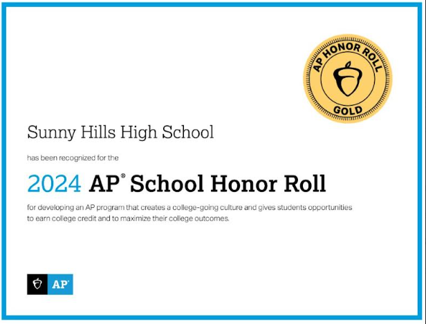 A digital copy of the AP Honor Roll certificate was included in the Friday, Oct. 4, digital newsletter sent out by principal Craig Weinreich.