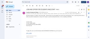 Students and staff across the Fullerton Joint Union High School District [FJUHSD] received emails promoting a part time job offer with pay. The messages were set from compromised FJUHSD accounts.