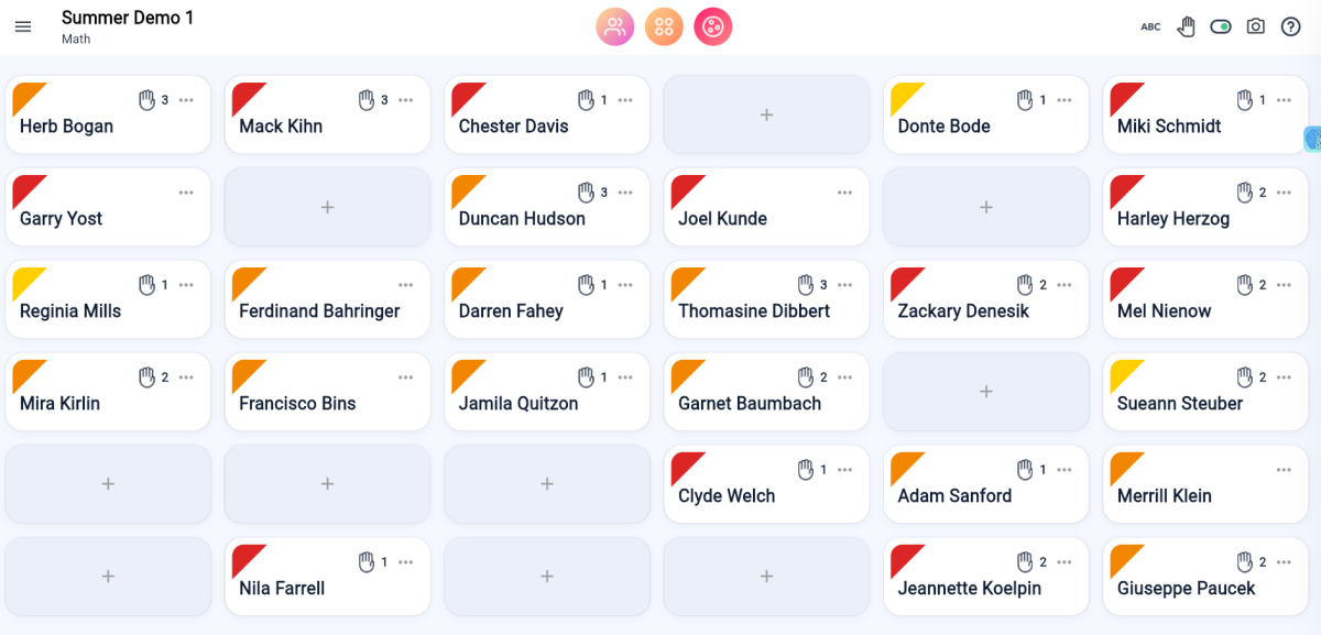 In a demonstration of the app’s functions, all students are shown having flag colors reflecting their academic performance in class. (Image used with permission from Scott Rosenkranz)