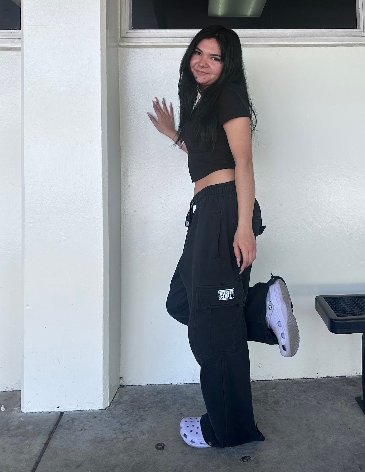 Junior Midori Lopez wears her light purple Crocs to school regularly after receiving them as a Christmas gift in 2024.