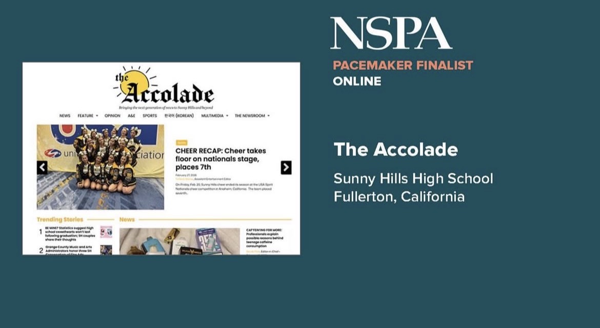 The Accolade's online website was named a National Scholastic Press Association Pacemaker finalist on Wednesday, March 4, via Facebook.