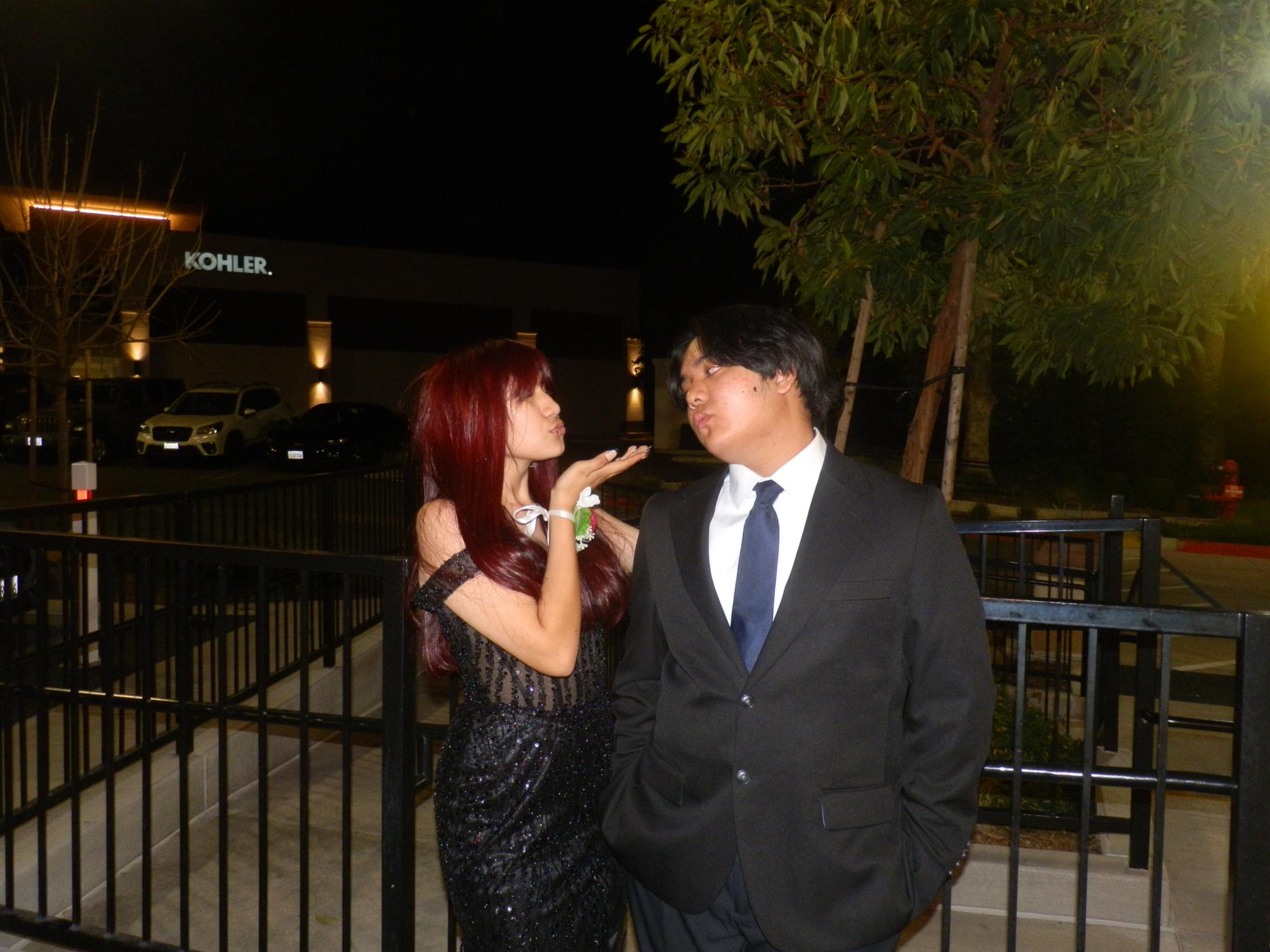 Then-junior Nicholas Sebial poses with then-junior Alexis Chow outside of an In-N-Out Burger in Brea after prom on April 6, 2025.